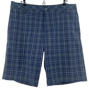 Fila Golf Shorts Men 36 Navy Plaid Stretch Performance Polyester Spandex
